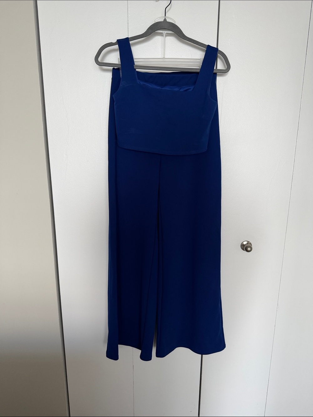 Square-Neck Wide-Leg Jumpsuit in Deep Blue